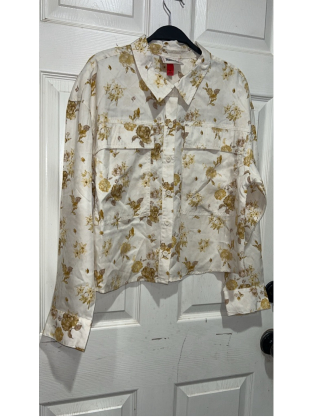 Women's Woolrich White Gold Floral Button Down Shirt M